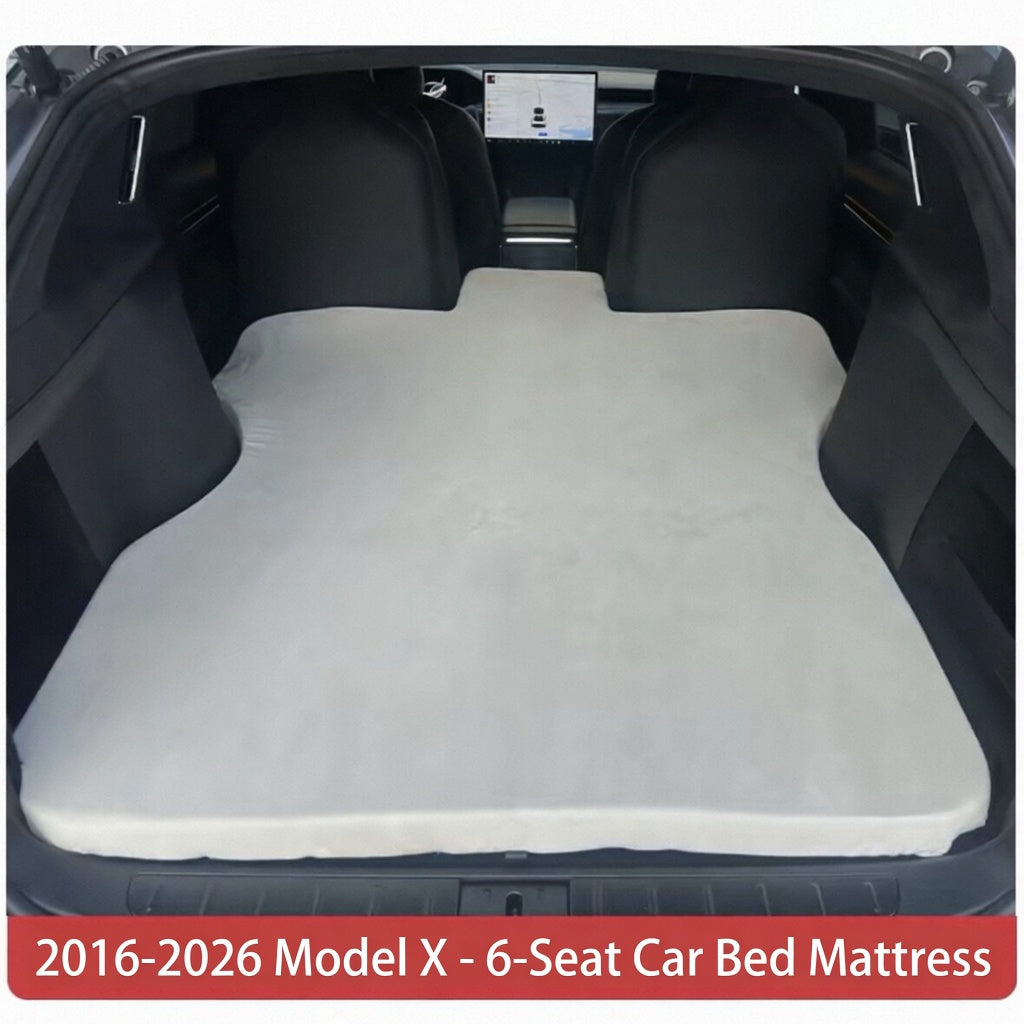 Tesla Model X 6-Seat Car Bed Mattress | Premium Suede Velvet | Exact Custom Fit for 6-Seater | Includes Electric Pump + 4 Air Columns