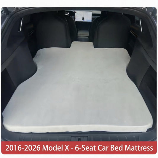 Tesla Model X 6-Seat Car Bed Mattress | Premium Suede Velvet | Exact Custom Fit for 6-Seater | Includes Electric Pump + 4 Air Columns