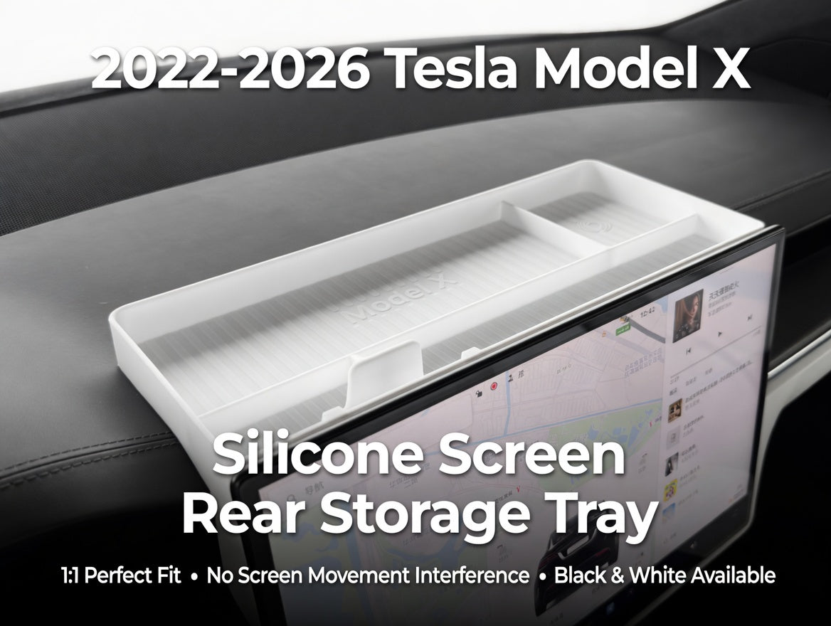Tesla Model X Silicone Center Console Storage Tray with Tissue Box Holder (2021+ New Model)
