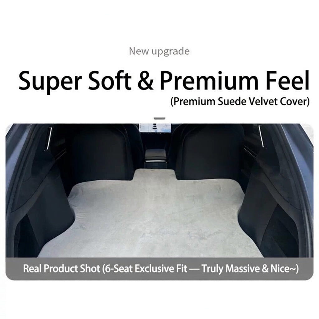 Tesla Model X 6-Seat Car Bed Mattress | Premium Suede Velvet | Exact Custom Fit for 6-Seater | Includes Electric Pump + 4 Air Columns
