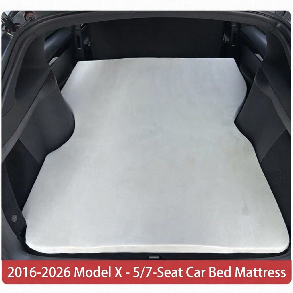 Tesla Model X 6-Seat Car Bed Mattress | Premium Suede Velvet | Exact Custom Fit for 6-Seater | Includes Electric Pump + 4 Air Columns