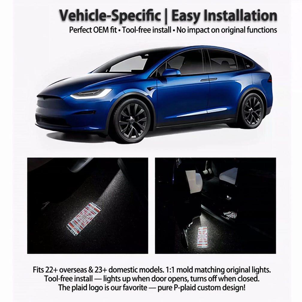 Tesla Model X Plaid Door Welcome Ambient Light - Interior Decor Projector