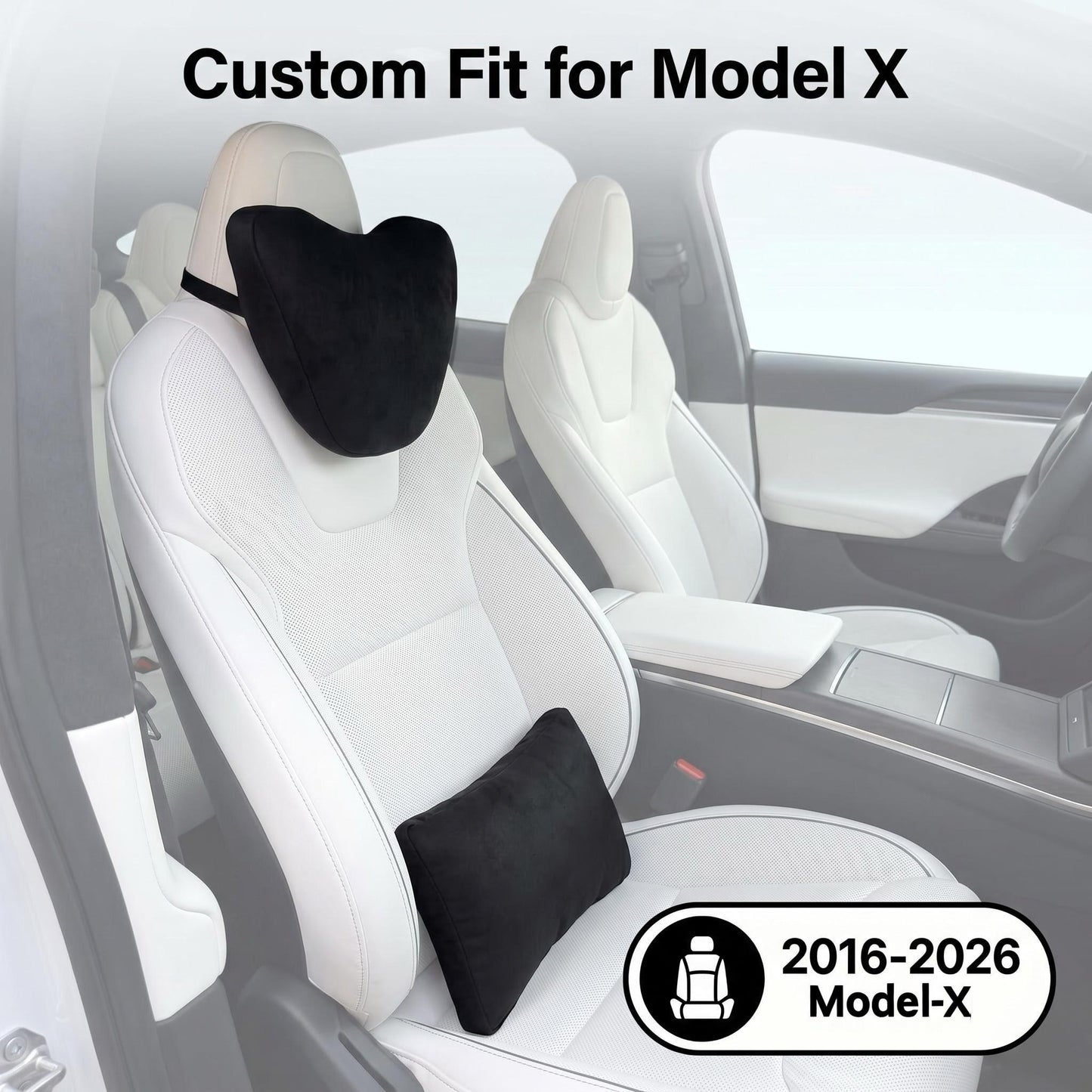 Tesla Model X Minimalist Headrest Lumbar Cushion Kit - Comfort Interior Accessory